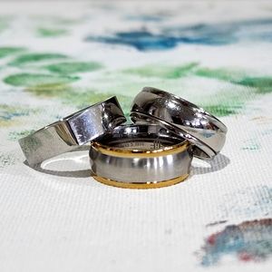 Set of 3 Band Rings, Stainless Steel